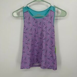 Prince Fashion Print Tennis Tank Girls Medium 10-12 Purple‎ Wicking Racerback